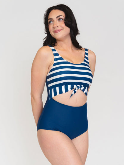 Navy Stripe Knotted One-Piece