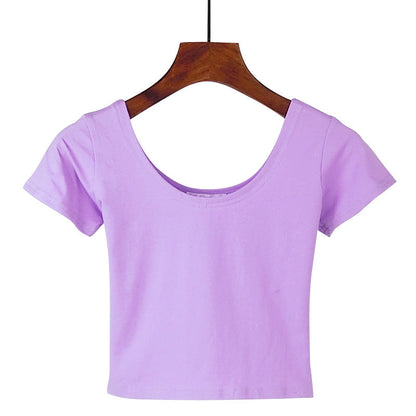 Tight navel-baring short-sleeved women&
