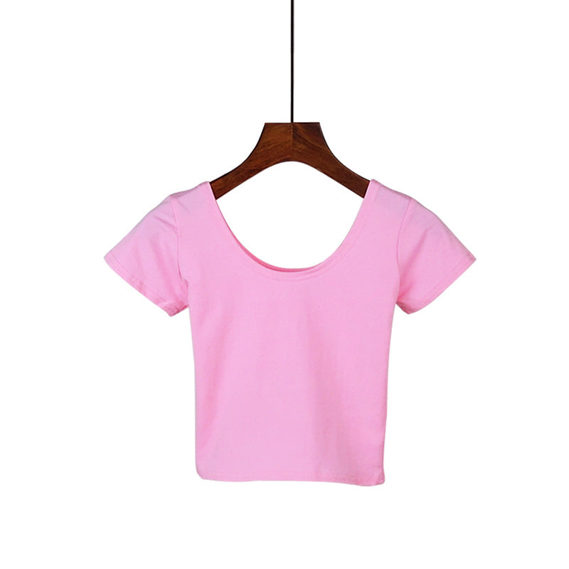 Tight navel-baring short-sleeved women&