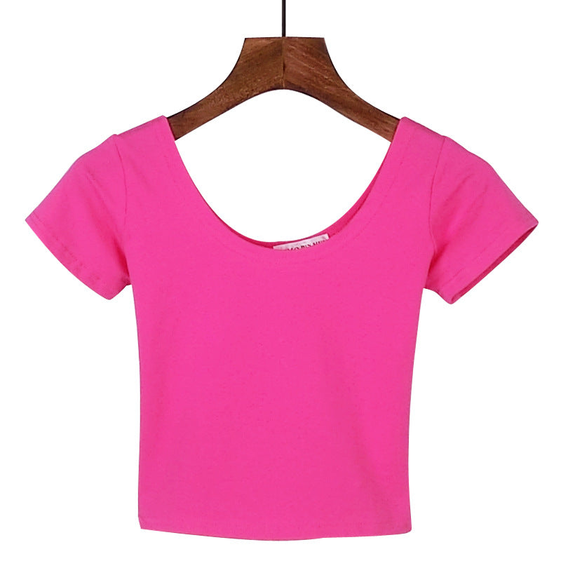 Tight navel-baring short-sleeved women&