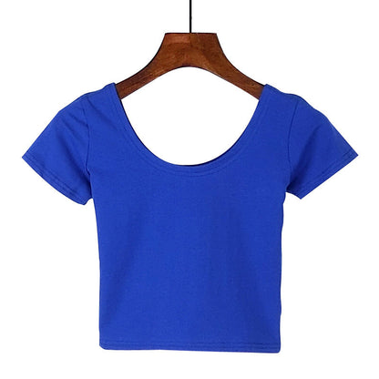 Tight navel-baring short-sleeved women&