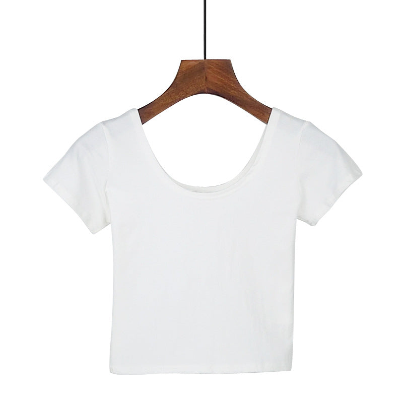 Tight navel-baring short-sleeved women&