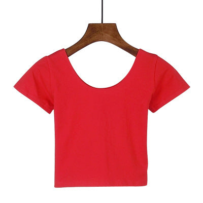 Tight navel-baring short-sleeved women&