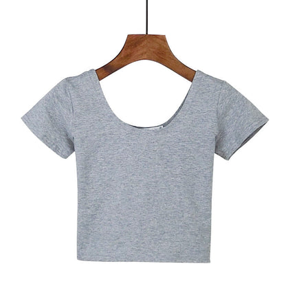Tight navel-baring short-sleeved women&