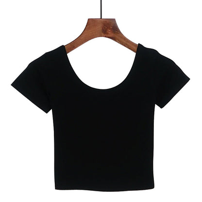 Tight navel-baring short-sleeved women&