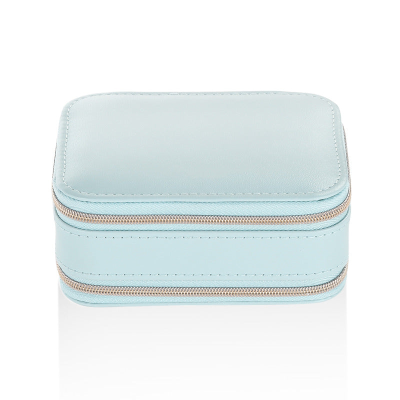 Double zipper mirror convenient jewelry box