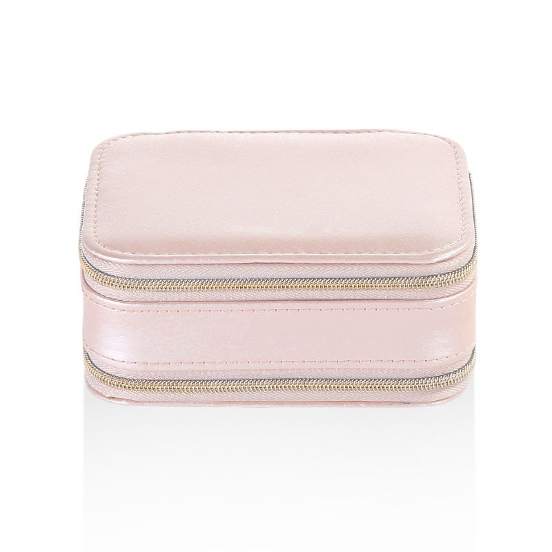 Double zipper mirror convenient jewelry box