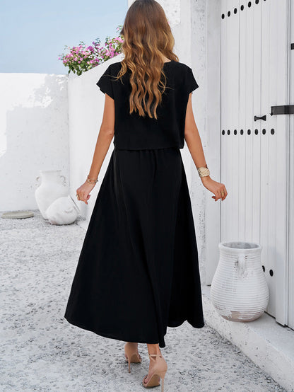 Casual solid color vest dress