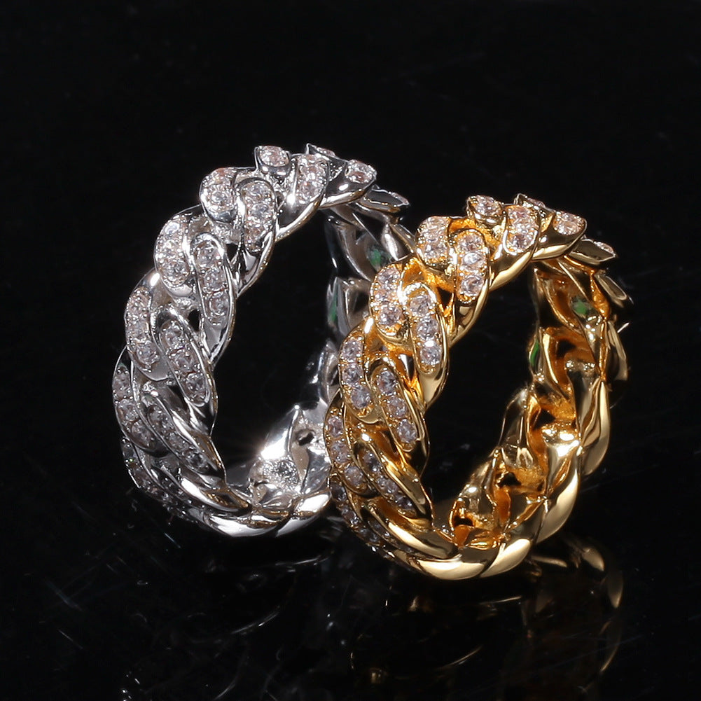 8mm Hip-hop Cubic Zirconia Cuban Link Ring