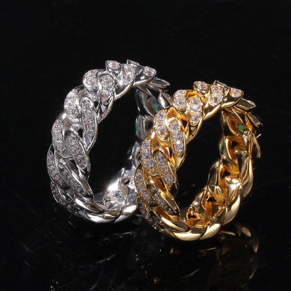 8mm Hip-hop Cubic Zirconia Cuban Link Ring