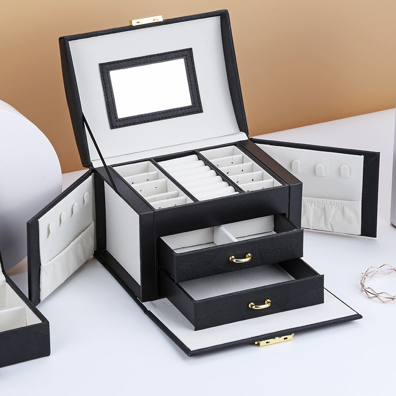 PU leather dustproof large capacity drawer jewelry box