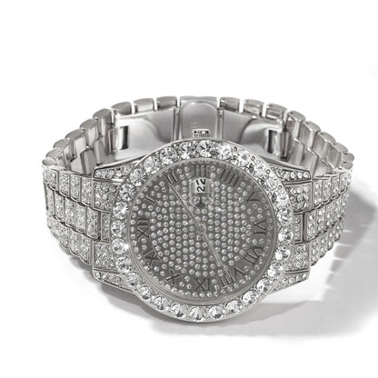Hip-hop full-diamond waterproof quartz watches