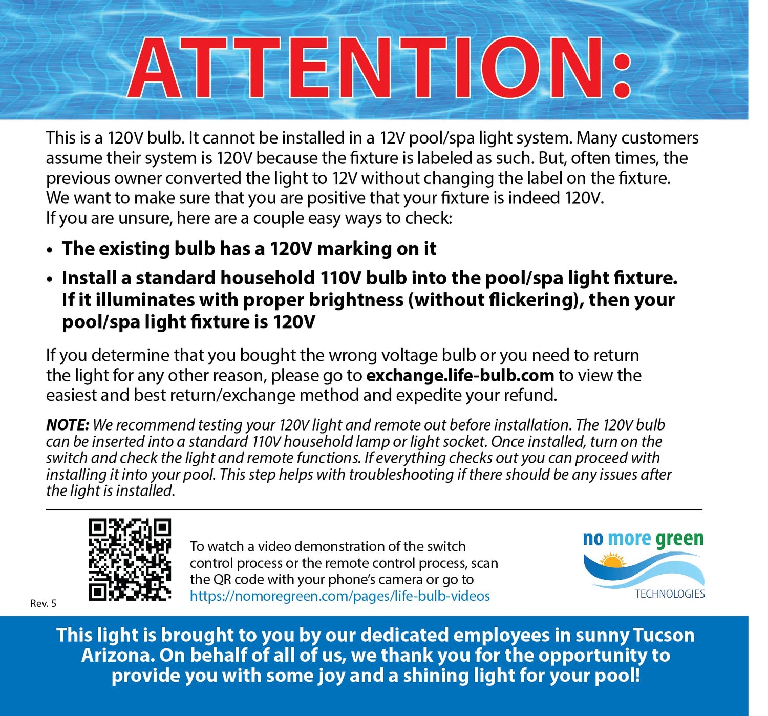Life-Bulb Color LED Pool Replacement Bulb (E26 Base) | Replaces Pentair Amerlite &amp; Hayward AstroLite (120V) | Lifetime Replacement Program