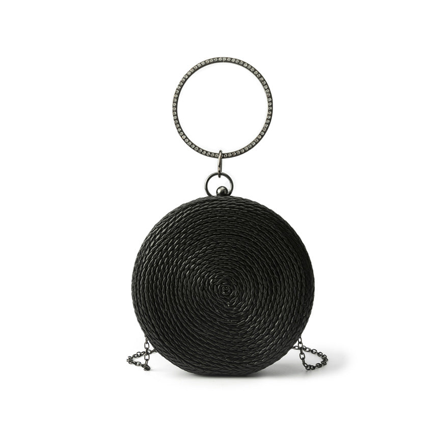 Round pure hand-woven crossbody clutch bag