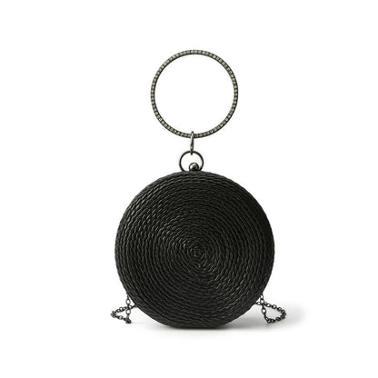 Round pure hand-woven crossbody clutch bag