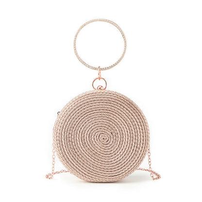 Round pure hand-woven crossbody clutch bag