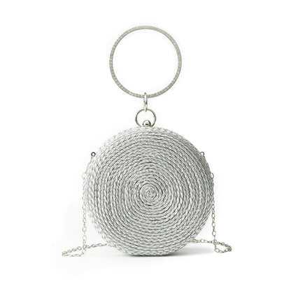 Round pure hand-woven crossbody clutch bag