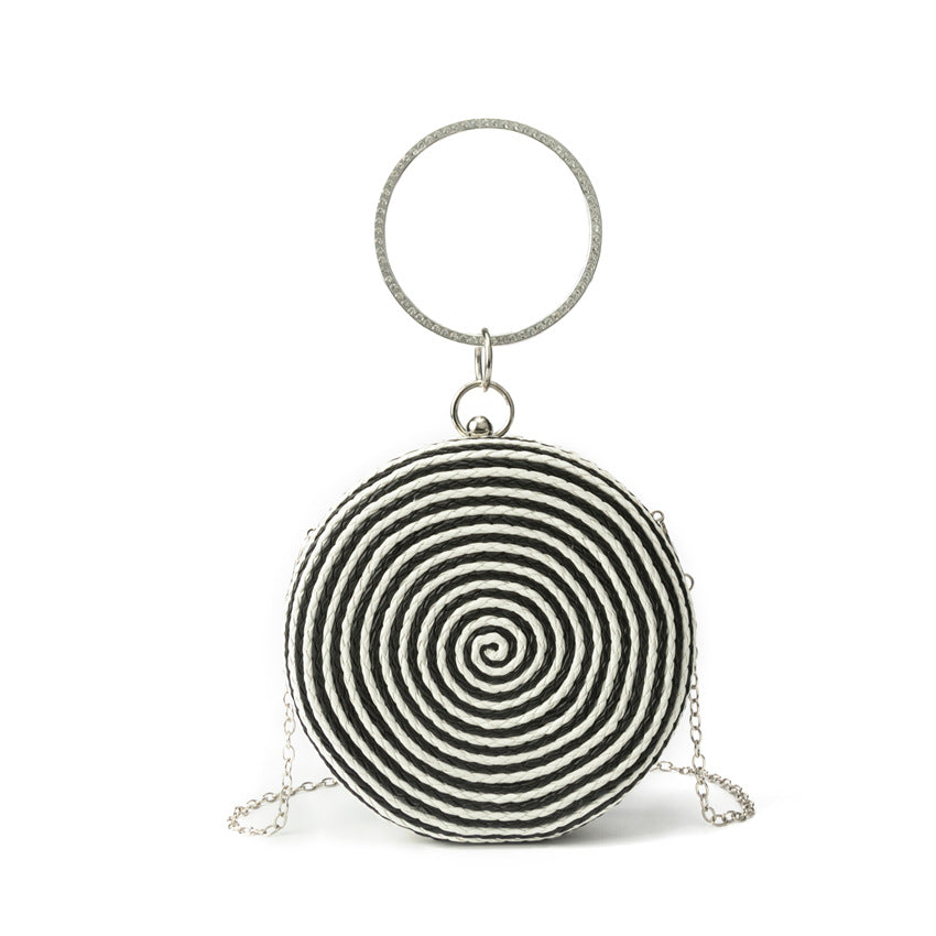 Round pure hand-woven crossbody clutch bag