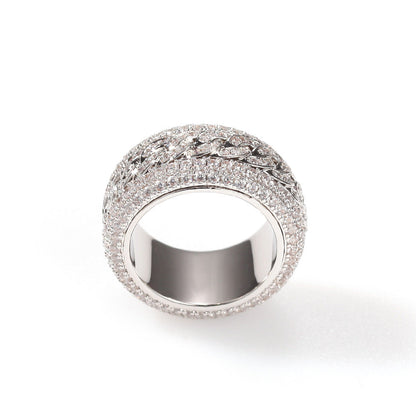 Hip-hop style zircon rotating Cuban ring