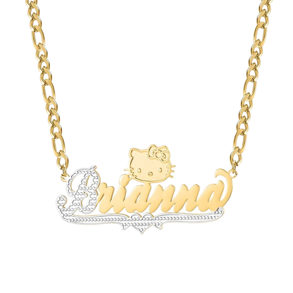 cut cat name necklace 14 karat gold name plates