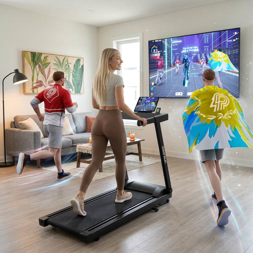 DeerRun All-New 2026 A1 Pro Move+ Smart Foldable Treadmill with 6% Incline &amp; NFC | 350 lbs, 10 mph, Black