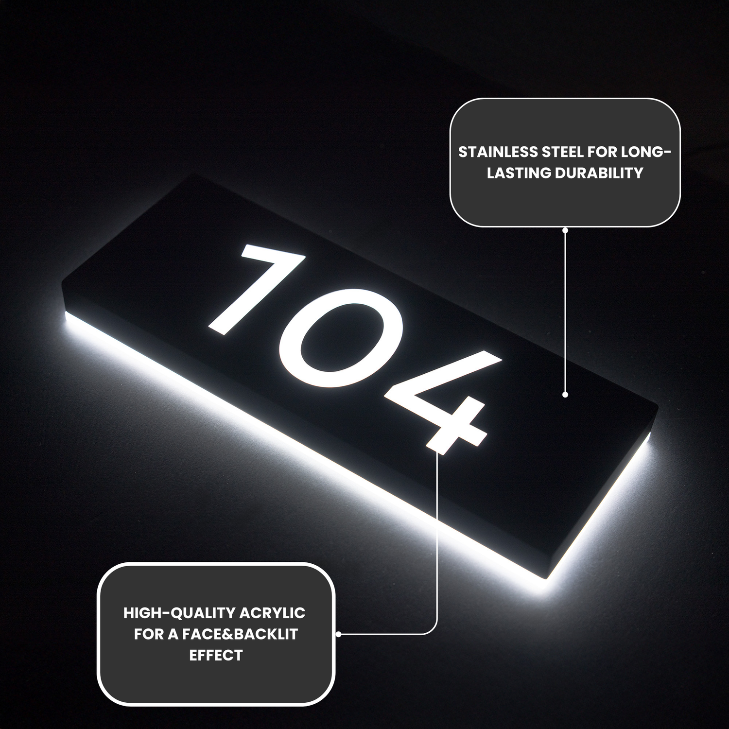 Metal Backlit Address Plaque – Custom LED House Address Sign