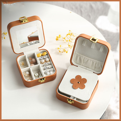 pu leather candy-colored mirror jewelry box