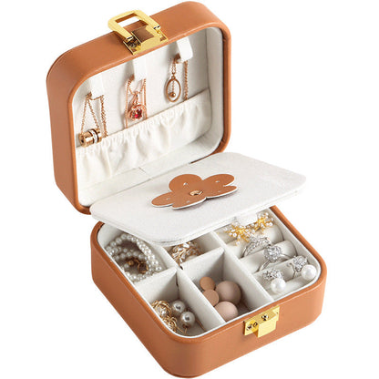 pu leather candy-colored mirror jewelry box