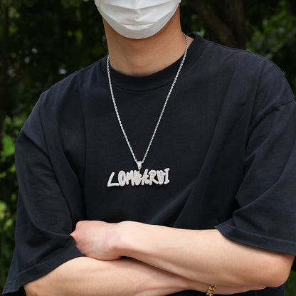 custom diamond name pendant double hip hop necklace