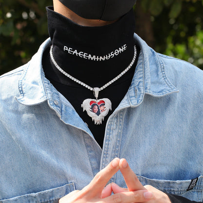 Zircon Heart Pendant DIY Flip Top Inlaid Zircon Photo Hip Hop Pendant
