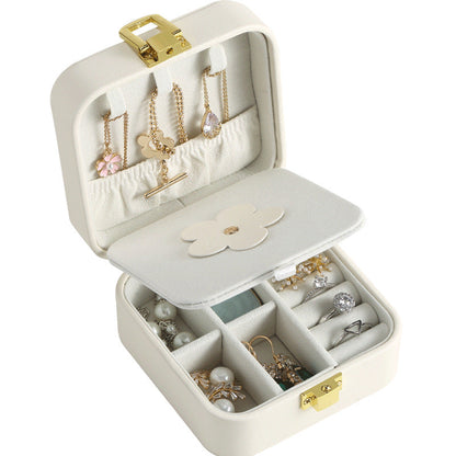pu leather candy-colored mirror jewelry box