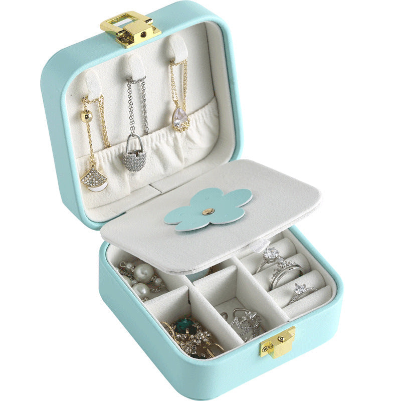 pu leather candy-colored mirror jewelry box