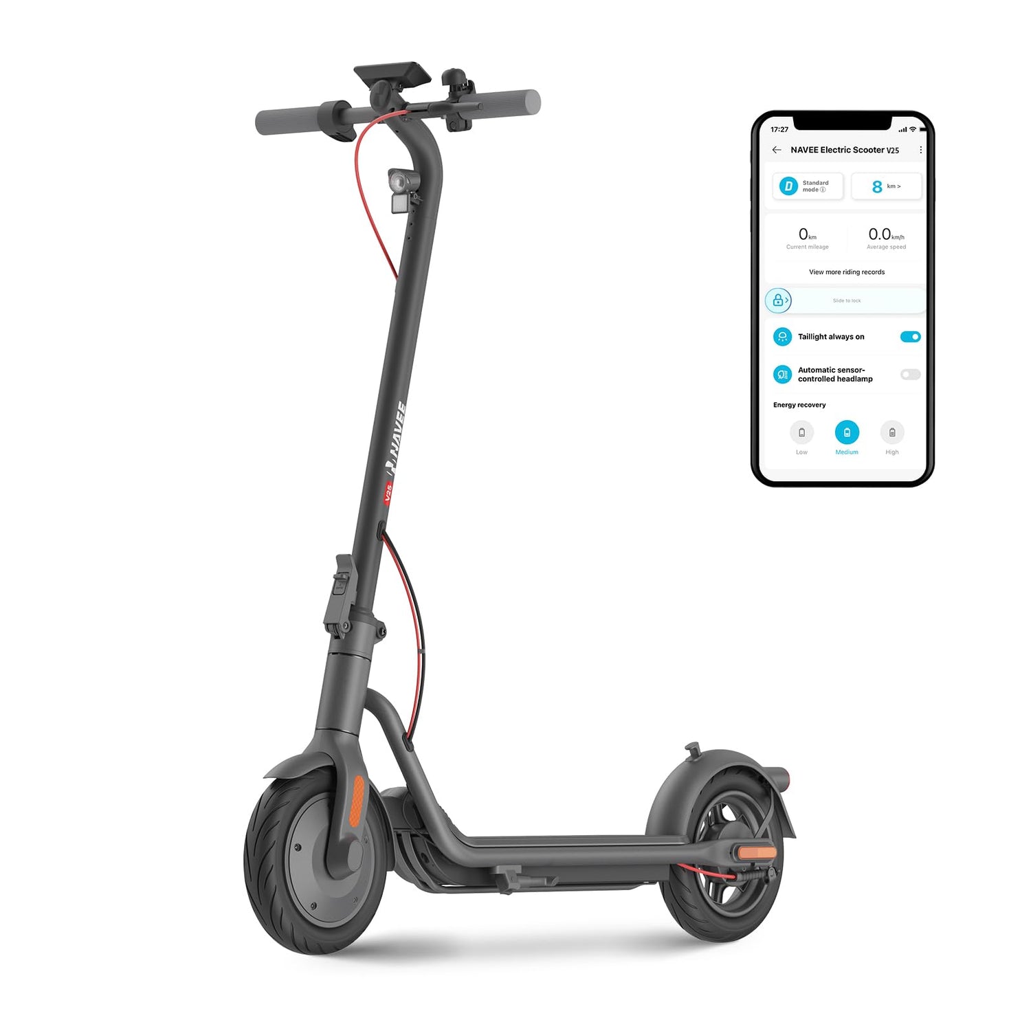 NAVEE V25 Electric Scooter – 600W, 19 MPH, 25 Mile Range