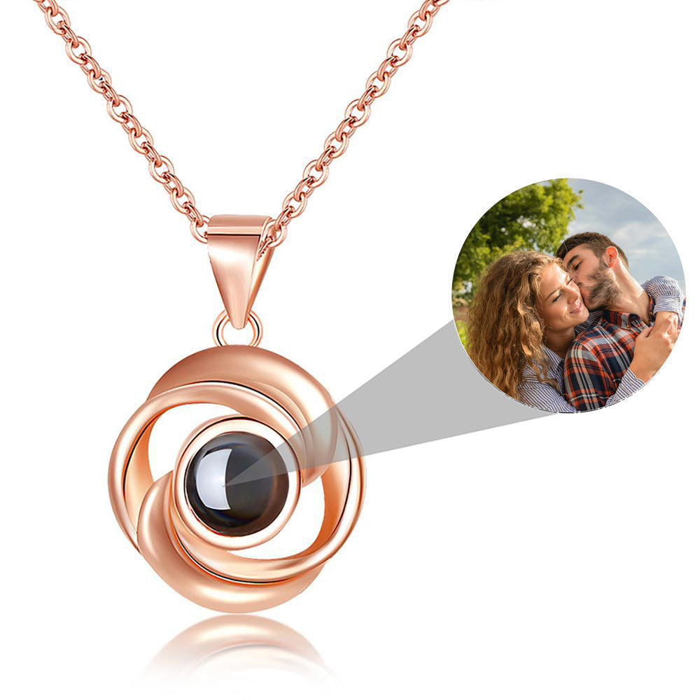 Rose Flower Photo Projection Necklace