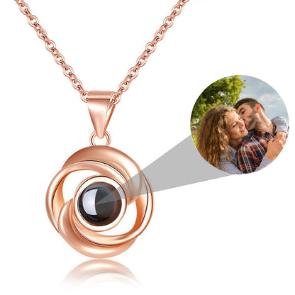 Rose Flower Photo Projection Necklace