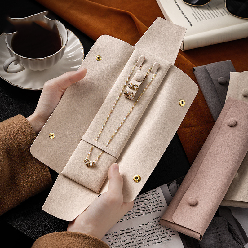 High-end microfiber leather necklace clutch bag