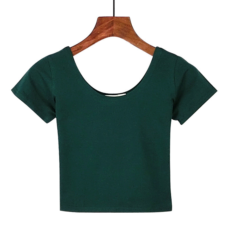 Tight navel-baring short-sleeved women&