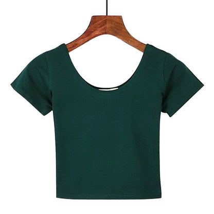 Tight navel-baring short-sleeved women&