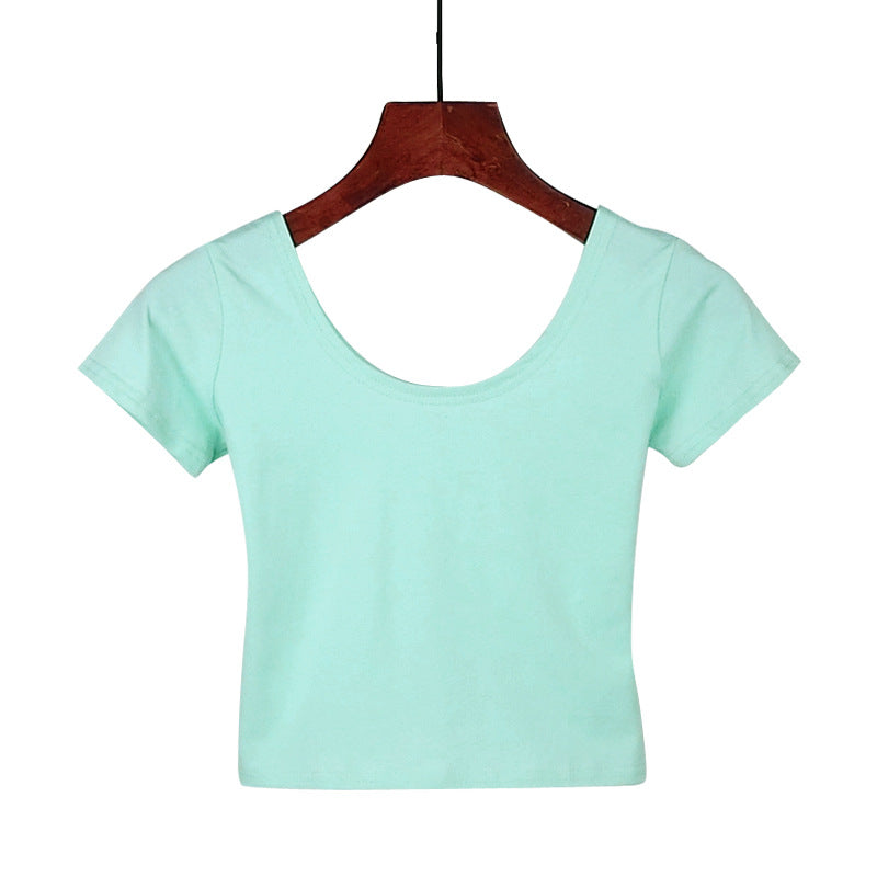 Tight navel-baring short-sleeved women&