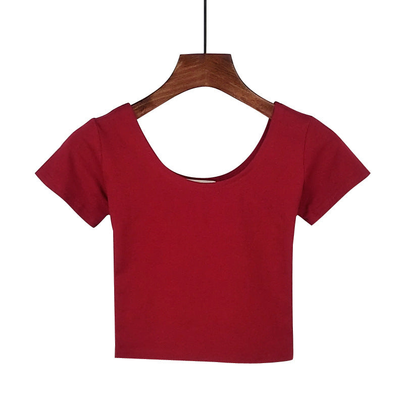 Tight navel-baring short-sleeved women&