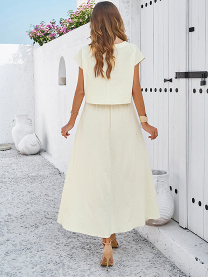 Casual solid color vest dress