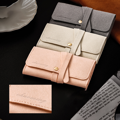 Portable multifunctional leather jewelry clutch bag