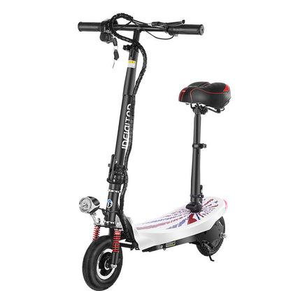 FlipStylez IDEIGITOD Black Foldable Electric Scooter | 24V Lithium Battery, Gold Spring Suspension, LED Headlight, Kids &amp; Adults E-Scooter