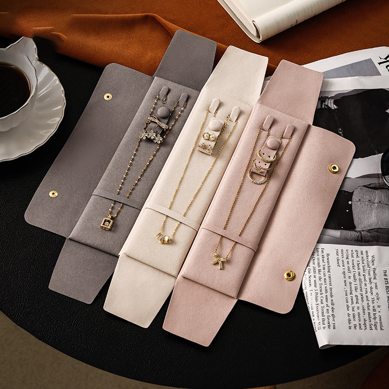 High-end microfiber leather necklace clutch bag