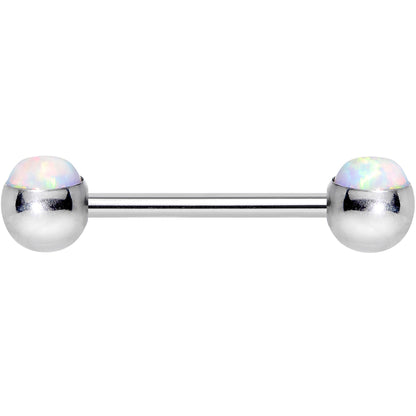 316L Stainless Steel White Synthetic Opal Nipple Barbell Set