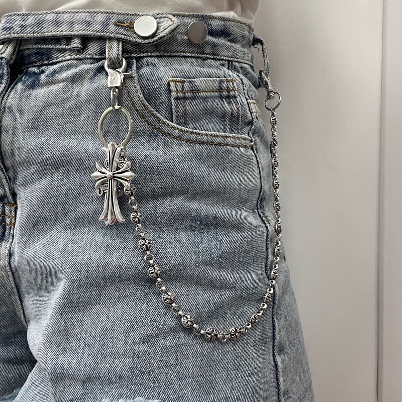 Retro cross dagger pants chain