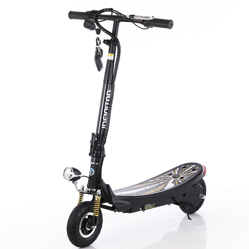 FlipStylez IDEIGITOD Black Foldable Electric Scooter | 24V Lithium Battery, Gold Spring Suspension, LED Headlight, Kids &amp; Adults E-Scooter