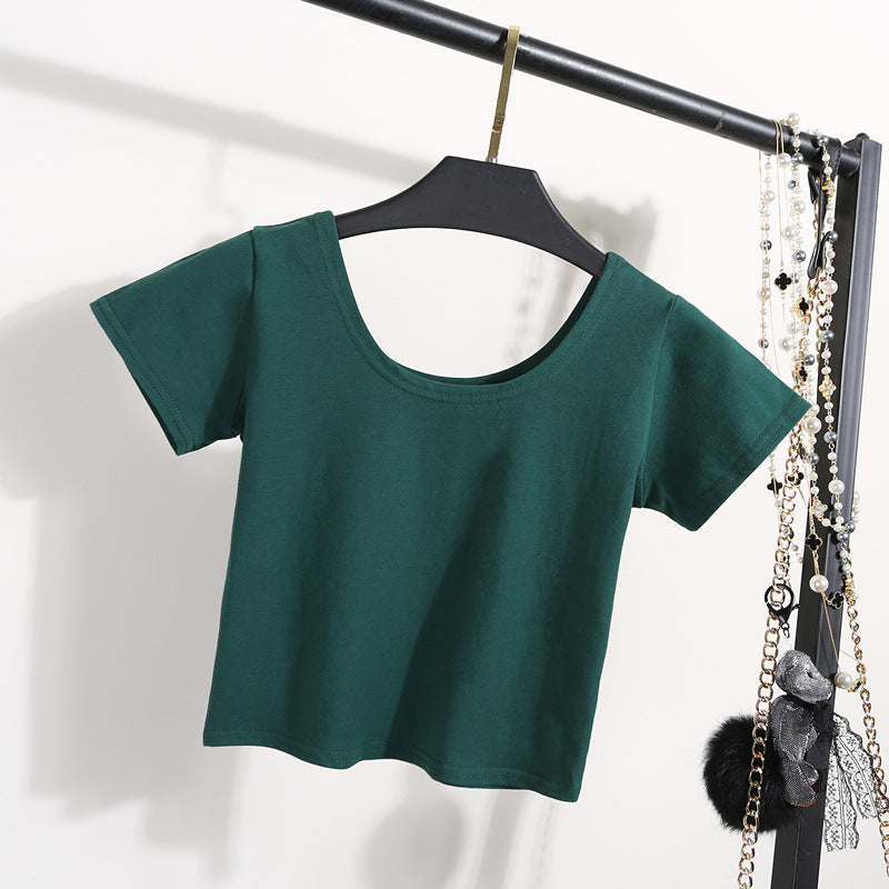 Tight navel-baring short-sleeved women&