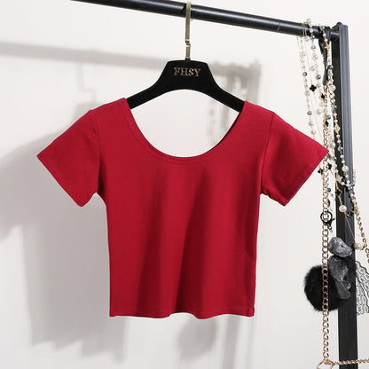 Tight navel-baring short-sleeved women&