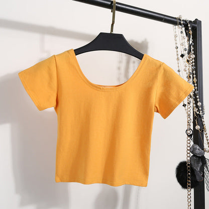 Tight navel-baring short-sleeved women&